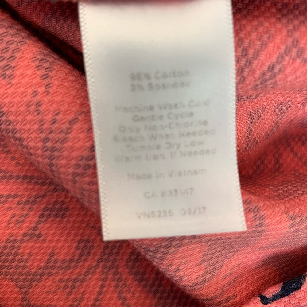 Talbots Textured Sheath Dress Womens 4 Coral/Navy EUC Sleeveless Mini - Picture 11 of 12